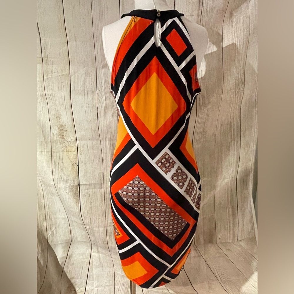 WORTHINGTON black orange halter dress. Size M - Picture 2 of 6